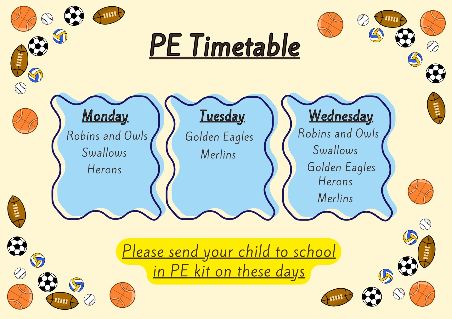 PE-timetable